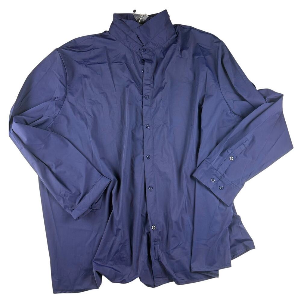 COOFANDY Men's 4XL Blue Navy Stretch Dress Shirt NWT - Picture 2 of 7